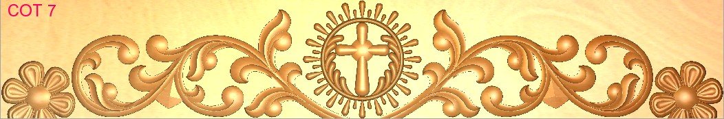 COT DESIGNS - COT-07 Sacred Cross Floral Border 3D Relief Model